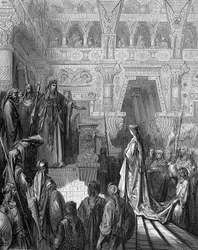 Re Salomone accoglie la regina di Saba