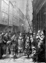 Ragazze di bassa estrazione che ballano per commercio, Drury Lane, Città di Westminster, Londra