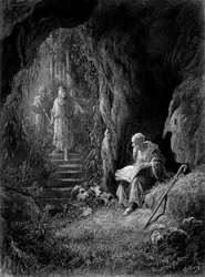 Merlino scoperto dagli ufficiali di Re Artù nella Foresta di Broceliande (Ciclo dei cavalieri della Tavola Rotonda) - in 