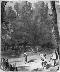 Giocatori di palla ai Giardini del Lussemburgo a Parigi nel 1868 - disegno di Gustave Doré