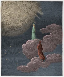 Paradiso, Canto 14: Dante e Beatrice traslati nella sfera di Marte, illustrazione da "La Divina Commedia" di Dante Alighieri, 1885