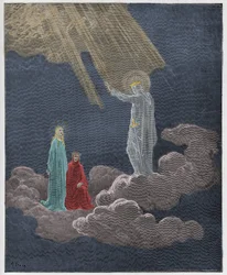 Paradiso, canto 8: Carlo Martello si rivolge a Dante e Beatrice, illustrazione dalla «Divina Commedia» di Dante Alighieri, 1885