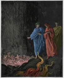 Purgatorio, Canto 25: I poeti nel settimo cerchio, illustrazione dalla “Divina Commedia” di Dante Alighieri, 1885