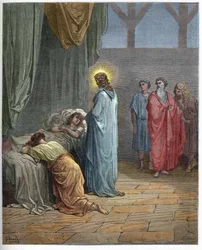 Resurrezione della figlia di Giairo - Gesù risuscita la figlia di Giairo - incisione in "La Bibbia illustrata" di Gustave Doré (1832-1883) - Incisione da "La Bibbia di Doré"