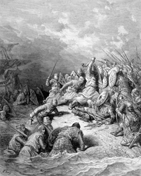 Riccardo Cuor di Leone libera la città di Joppe - incisione di Gustave Doré