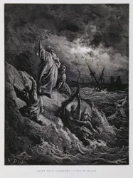 San Paolo sbarca a Malta, illustrazione dalla Bibbia di Doré