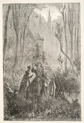 La Contessa della Fontana e le sue Damigelle, da Stories of the Days of King Arthur di Charles Henry Hanson, pub.1898