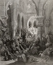 I crociati massacrano gli abitanti di Cesarea, illustrazione da 