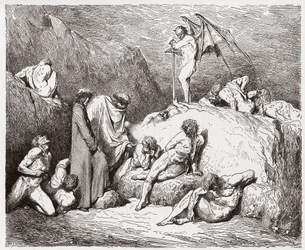 La Divina Commedia, Inferno, Canto 28: Seminatori di discordia mutilati nella nona bolgia - di Dante Alighieri (1265-1321) - Illustrazione di Gustave Doré (1832-1883)