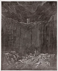 La Divina Commedia, Inferno, Canto 29: I falsari tormentati nella valle - di Dante Alighieri (1265-1321) - Illustrazione di Gustave Doré (1832-1883)