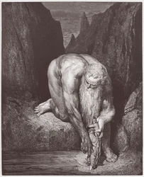 La Divina Commedia, Inferno, Canto 31: Il gigante Anteo abbassa Dante e Virgilio nell