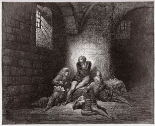 La Divina Commedia, Inferno, Canto 33: Ugolino e i suoi figli murati e affamati - di Dante Alighieri (1265-1321) - Illustrazione di Gustave Doré (1832-1883).