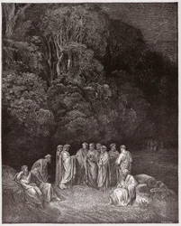 La Divina Commedia, Inferno, Canto 4: Omero, i poeti e gli eroi nel Limbo - di Dante Alighieri (1265-1321) - Illustrazione di Gustave Doré (1832-1883)
