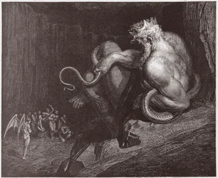 La Divina Commedia, Inferno, Canto 5: Minosse giudica le trasgressioni e spedisce le anime - di Dante Alighieri (1265-1321) - Illustrazione di Gustave Doré (1832-1883)