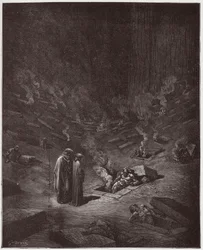 La Divina Commedia, Inferno, Canto 9: I sepolcri ardenti degli eresiarchi - di Dante Alighieri (1265-1321) - Illustrazione di Gustave Doré (1832-1883)