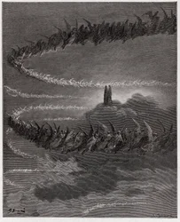 La Divina Commedia, Paradiso, Canto 18: Nella sfera di Giove, le anime beate formano lettere - di Dante Alighieri (1265-1321) - Illustrazione di Gustave Doré (1832-1883).