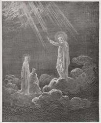 La Divina Commedia, Paradiso, Canto 8: Carlo Martello si rivolge a Dante e Beatrice - di Dante Alighieri (1265-1321) - Illustrazione di Gustave Doré (1832-1883)