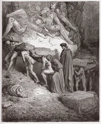 La Divina Commedia, Purgatorio, Canto 11: Le anime dei superbi, portando pietre pesanti - di Dante Alighieri (1265-1321) - Illustrazione di Gustave Doré (1832-1883)