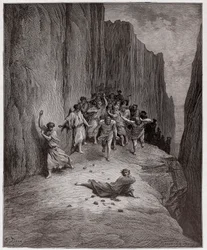 La Divina Commedia, Purgatorio, Canto 15: La visione di Dante della lapidazione di Stefano - di Dante Alighieri (1265-1321) - Illustrazione di Gustave Doré (1832-1883)