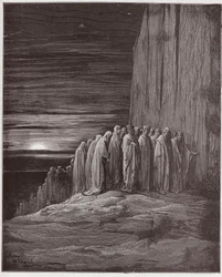 La Divina Commedia, Purgatorio, Canto 18: La moltitudine degli accidiosi - di Dante Alighieri (1265-1321) - Illustrazione di Gustave Doré (1832-1883)