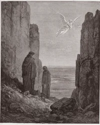 La Divina Commedia, Purgatorio, Canto 19: I poeti ascendono al quinto cerchio - di Dante Alighieri (1265-1321) - Illustrazione di Gustave Doré (1832-1883)