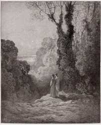 La Divina Commedia, Purgatorio, Canto 1: I poeti contemplano la bellezza di Venere nel cielo del mattino - di Dante Alighieri (1265-1321) - Illustrazione di Gustave Doré (1832-1883)
