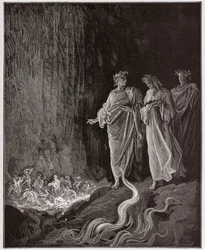 La Divina Commedia, Purgatorio, Canto 25: I poeti nel settimo cerchio - di Dante Alighieri (1265-1321) - Illustrazione di Gustave Doré (1832-1883)