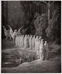 La Divina Commedia, Purgatorio, Canto 29: I 24 anziani nella processione apocalittica - di Dante Alighieri (1265-1321) - Illustrazione di Gustave Doré (1832-1883)