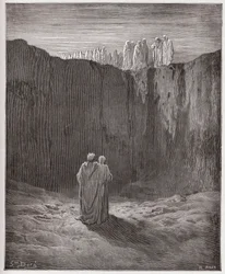 La Divina Commedia, Purgatorio, Canto 3: La compagnia delle anime sulla scogliera - di Dante Alighieri (1265-1321) - Illustrazione di Gustave Doré (1832-1883)