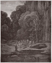 La Divina Commedia, Purgatorio, Canto 5: I penitenti tardivi cantano il Miserere - di Dante Alighieri (1265-1321) - Illustrazione di Gustave Doré (1832-1883).