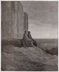 La Divina Commedia, Purgatorio, Canto 9: Crepuscolo - di Dante Alighieri (1265-1321) - Illustrazione di Gustave Doré (1832-1883)