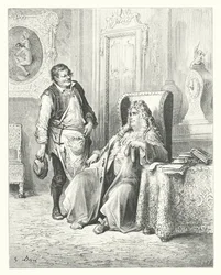Le favole di La Fontaine: Il ciabattino e il banchiere (incisione)