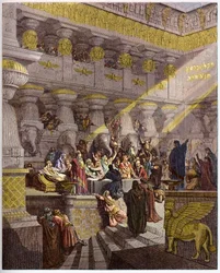 La festa di Baldassarre - incisione in "La Bibbia illustrata" di Gustave Doré (1832-1883) - Incisione da "La Bibbia di Doré"
