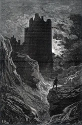 Il castello della paura - illustrazione della paura di Gustave Doré, incisione