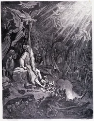 Il giudizio universale porrà fine al tuo tormento... Tavola XII - Illustrazione di Gustave Doré (1832-1883), per La leggenda del giudeo errante di Pierre Dupont, edizione Libreria del magazzino pittoresco, Parigi 1862