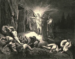 Alla porta arrivò, e con la sua bacchetta la toccò, c1890