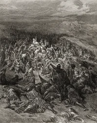 Duecento cavalieri attaccano ventimila saraceni, illustrazione da 