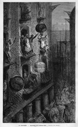 Vista della vita a Londra. Disegno di Gustave Dore.