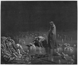 Virgilio (70-19 a.C.) e Dante, illustrazione da 