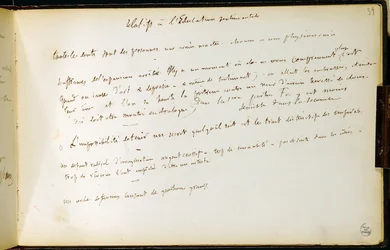 Folio 39 del quaderno n. 19 Pagina manoscritta delle bozze di Gustave Flaubert. Piani per l
