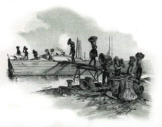 Scaricatori di carbone alle forge di Ivry-sur-Seine. Disegno di Gustave Fraipont (1849-1923) tratto da Saint-Juirs