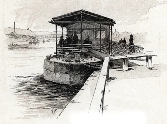 Embarcadero dei Bateaux-Mouches sulla Senna, Parigi