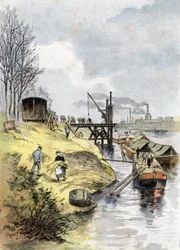 Il carico delle mele nei vagoni, quai de Bercy, Parigi Disegno di Gustave Fraipont (1849-1923) da 