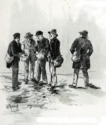 I mercanti di mozziconi di sigaro nel quartiere Maubert, Parigi. Disegno di Gustave Fraipont (1849-1923) tratto da 