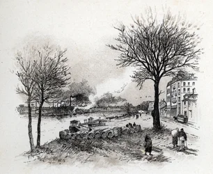 Veduta di Ivry sur Seine (Ivry-sur-Seine) Disegno di Gustave Fraipont (1849-1923) da Saint-Juirs