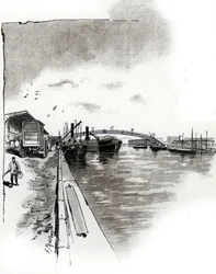 Veduta della passerella del Canal de la Villette, Parigi