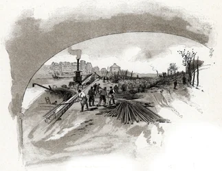 Scarico del ferro sul quai Saint Bernard a Parigi