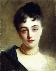 Una signora elegante con perle
