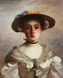 Ritratto di una giovane ragazza con cappello di paglia