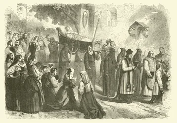 Processione funebre di una giovane ragazza, Sparanise, Italia